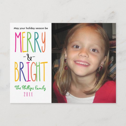 Carte de vœux photo de Noël MERRY & BRIGHT (Devant)