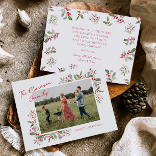 Carte de vœux photo de Noël Pastel Holly