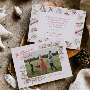 Carte de vœux photo de Noël Pastel Holly