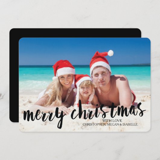 Carte de vœux photo de Noël plat tropical joyeux (Devant / Derrière)