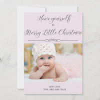 Carte de vœux photo de Noël rose tendre Joyeux pet