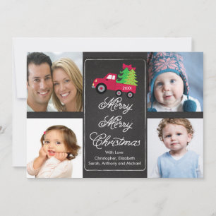 Carte de vœux photo de sapin de Noël sur tableau n