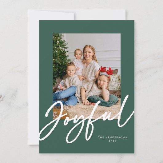 Carte de vœux photo de script joyeux vert (Devant)