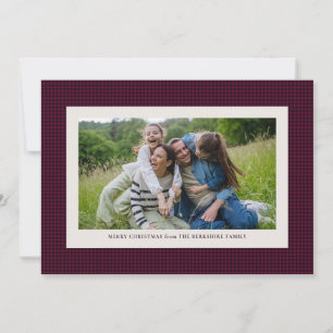 Carte de vœux photo de vacances à carreaux plum