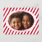 Carte de vœux photo de vacances à rayures fantaisi (Devant)