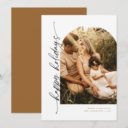 Carte de vœux photo de vacances avec écriture Arch (Devant / Derrière)