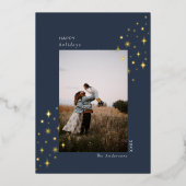 Carte de vœux photo de vacances avec étoiles scint (Recto)