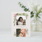 Carte de vœux photo de vacances avec feuillage d'h (Debout devant)