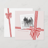 Carte de vœux photo de vacances avec nœud rayé (Devant / Derrière)