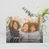 Carte de vœux photo de vacances d'écriture élégant (Debout devant)