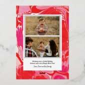 Carte de vœux photo de vacances en feuille d'alumi (Verso)