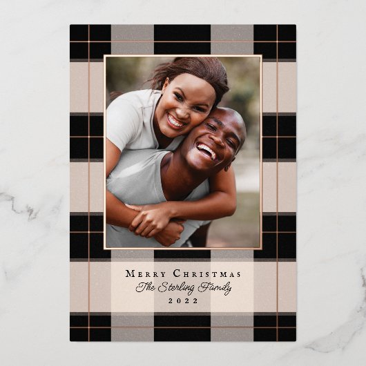 Carte de vœux photo de vacances en feuille de rose (Recto)