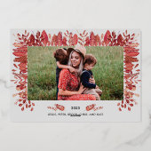 Carte de vœux photo de vacances en feuille métalli (Verso)