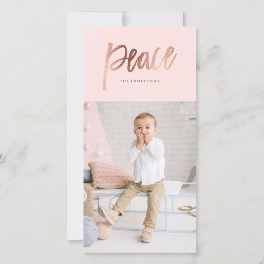 Carte de vœux photo de vacances en or rose avec fi (Devant)