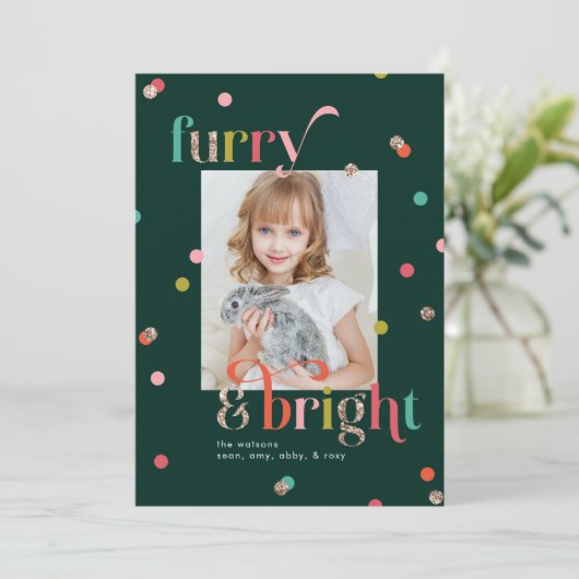 Carte de vœux photo de vacances lumineuse et poilu (Debout devant)