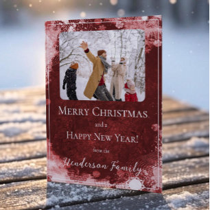 Carte de vœux photo de vacances Red Snowflakes Fla