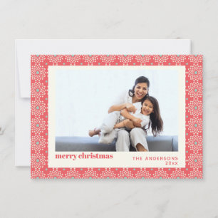 Carte de vœux photo de vacances rétro rouge milieu