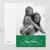 Carte de vœux photo de vacances rétro verte floris (Devant / Derrière)