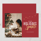 Carte de vœux photo de vacances scintillante (Devant / Derrière)