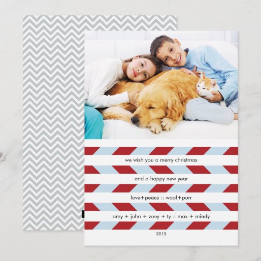 Carte de voeux photo de vacances Zig Zag (Devant / Derrière)