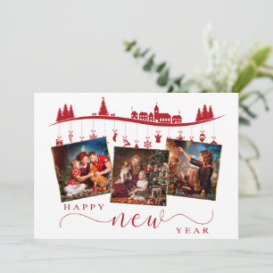 Carte de vœux photo d'hiver cosy pour les familles