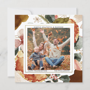 Carte de vœux photo élégante de fleurs pour la fêt