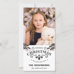 Carte de vœux photo élégante de Noël et Nouvel An