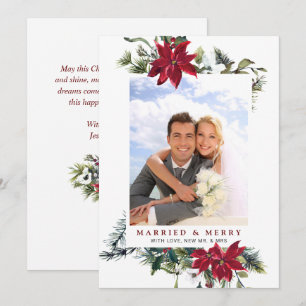Carte de vœux photo élégante de poinsettia de Noël