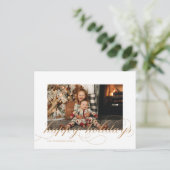 Carte de vœux photo élégante Joyeuses Fêtes écritu (Debout devant)