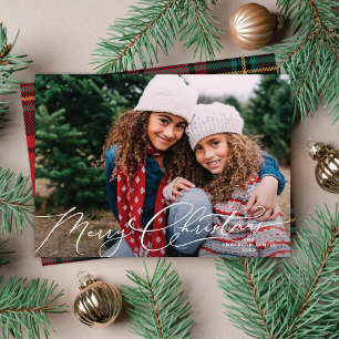 Carte de vœux photo élégante « Joyeux Noël » en éc