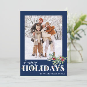 Carte de vœux photo Élégante Verte Joyeuses Fêtes
