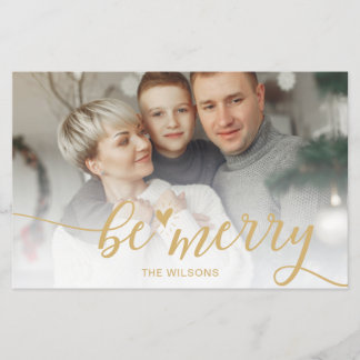 Carte de vœux photo en or Budget Be Merry Script p