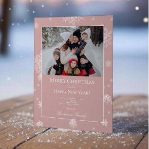 Carte de vœux photo festive à flocons de neige ros