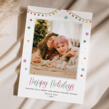 Carte de vœux photo festive et colorée Joyeuses Fê