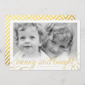 Carte de vœux photo festive Merry and Bright en fe (Devant / Derrière)