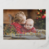 Carte de vœux photo Fêtes de fin d'année en feuill (Recto)