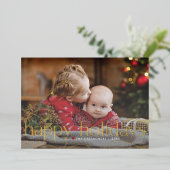 Carte de vœux photo Fêtes de fin d'année en feuill (Debout devant)