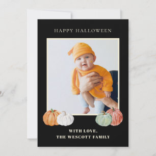 Carte de vœux photo Halloween citrouilles aquarell