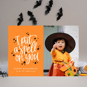 Carte de vœux photo Halloween orange « Je t'ai jet