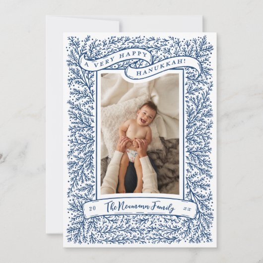 Carte de vœux photo Hanukkah Branches Abondantes B (Devant)
