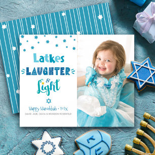 Carte de vœux photo Hanukkah Latkes Rire Lumière à