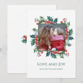 Carte de voeux photo Holly et Berries (Devant / Derrière)