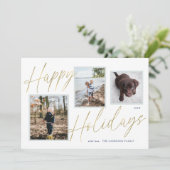 Carte de vœux photo Joyeuses Fêtes écriture 3 Or (Debout devant)