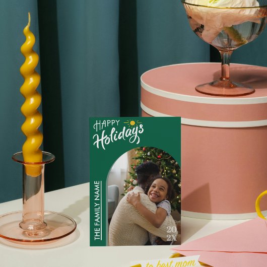 Carte de vœux photo Joyeuses Fêtes écriture modern