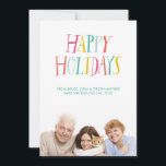Carte de vœux photo "Joyeuses Fêtes" en lettrage m<br><div class="desc">Une carte de vœux photo festive avec un sentiment "Joyeuses Fêtes" en lettrage manuel lumineux et joyeux,  ainsi que votre photo personnalisée et votre message de vacances personnalisé.</div>