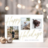 Carte de vœux photo Joyeuses Fêtes Or Script 3