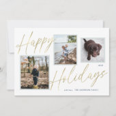 Carte de vœux photo Joyeuses Fêtes Or Script 3 (Devant)