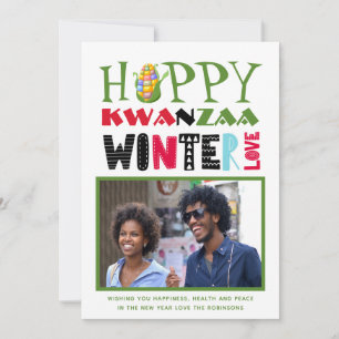 Carte de vœux photo Joyeux Kwanzaa Amour d'hiver