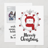CARTE DE VOEUX PHOTO | Joyeux Noël Chat Renne (Devant / Derrière)