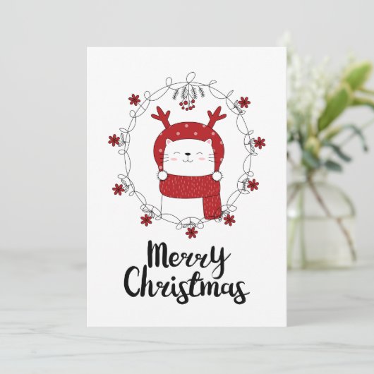 CARTE DE VOEUX PHOTO | Joyeux Noël Renne Chat (Debout devant)